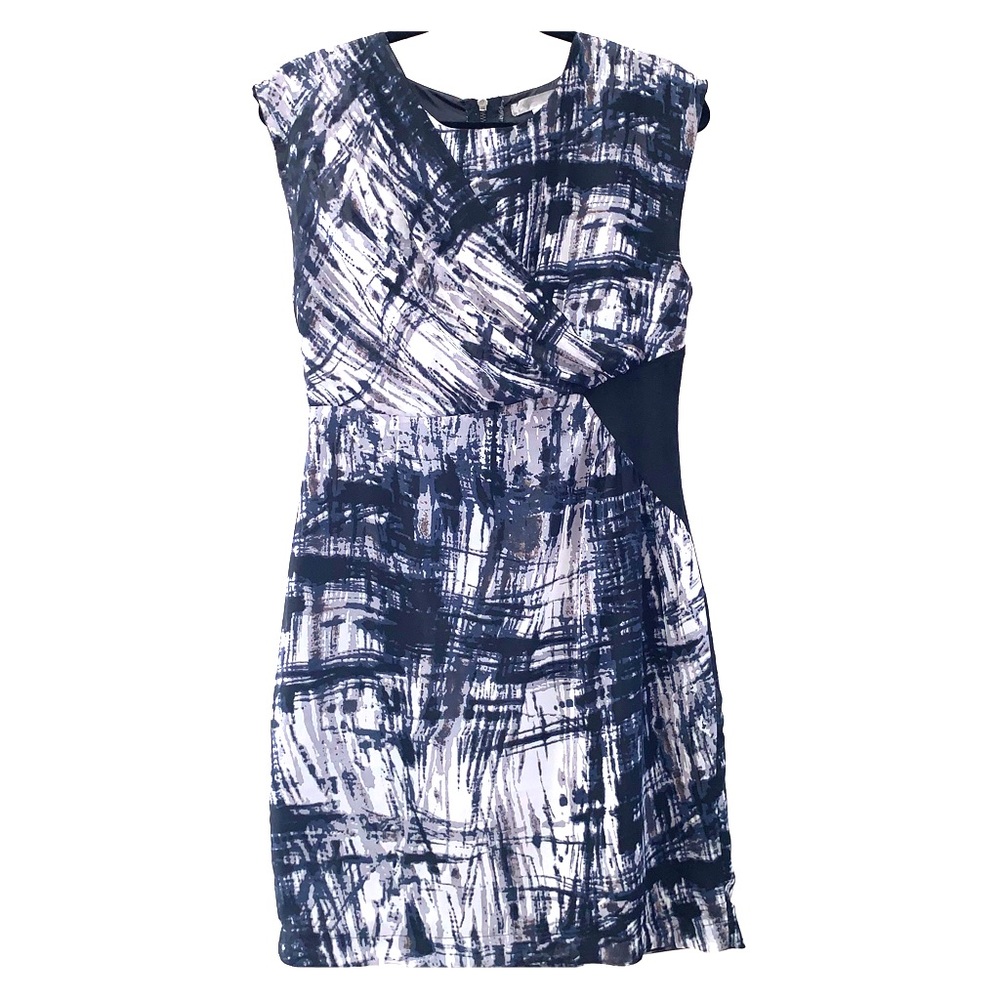 Blue & grey dress with scoop dress & back zipper